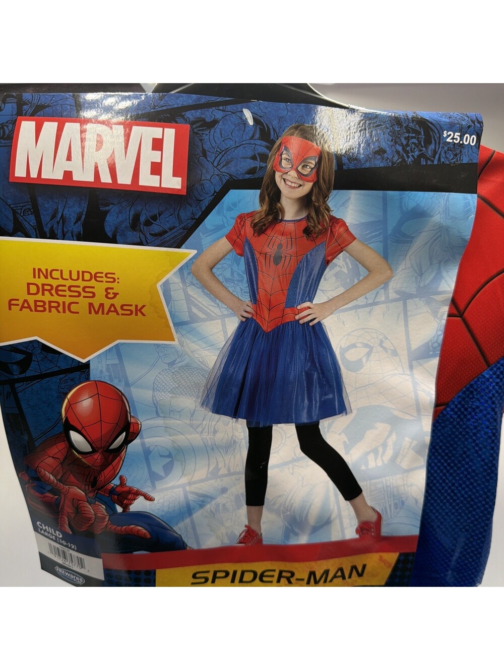 Halloween Costume Marvel Spider-Man Kids, Size Large (10-12)